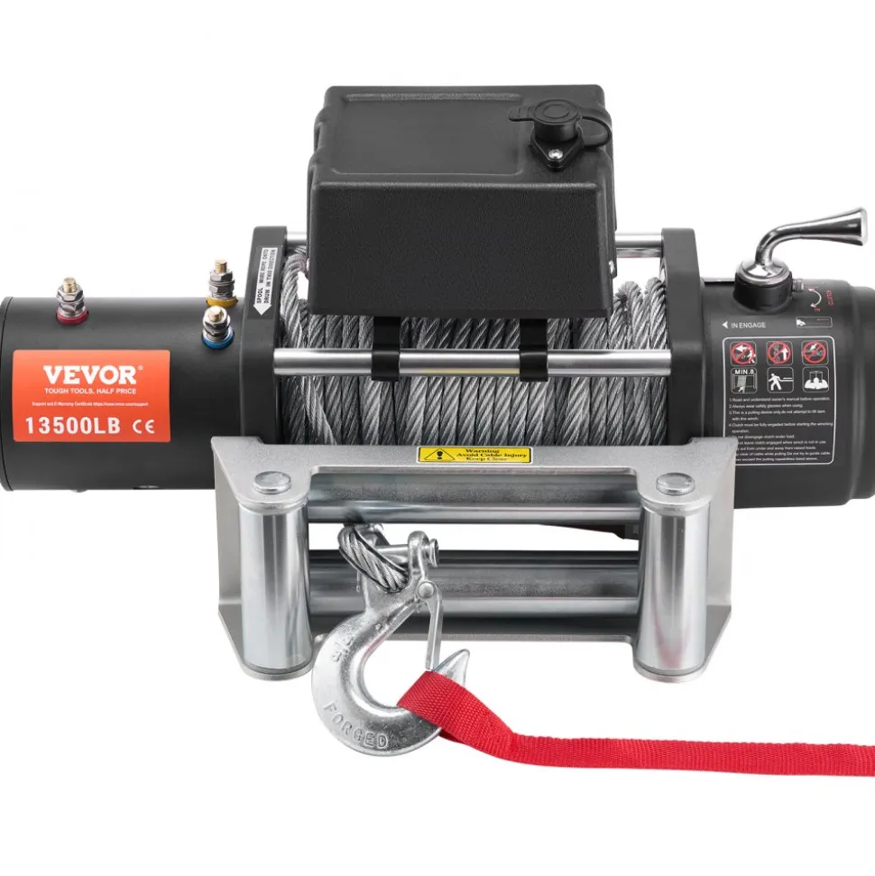 VEVOR Electric Winch, 13,500 lb, 12V DC Truck Winch with Φ3/8 in x 80 ft Steel Cable Roller Fairlead Wireless & Wired Remote Control, IP55 Waterproof for Towing Off-Road SUV Jeep Truck Trailer Boat
