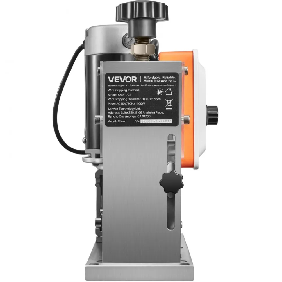 VEVOR Electric Wire Stripping Machine, 0.06-1.57 in, 400W Automatic Motorized Cable Stripper, 9.84 IPS (15 m/min) Wire Peeler with Blades, V-Shaped Rollers, Cooling Fan, for Scrap Copper Recycling
