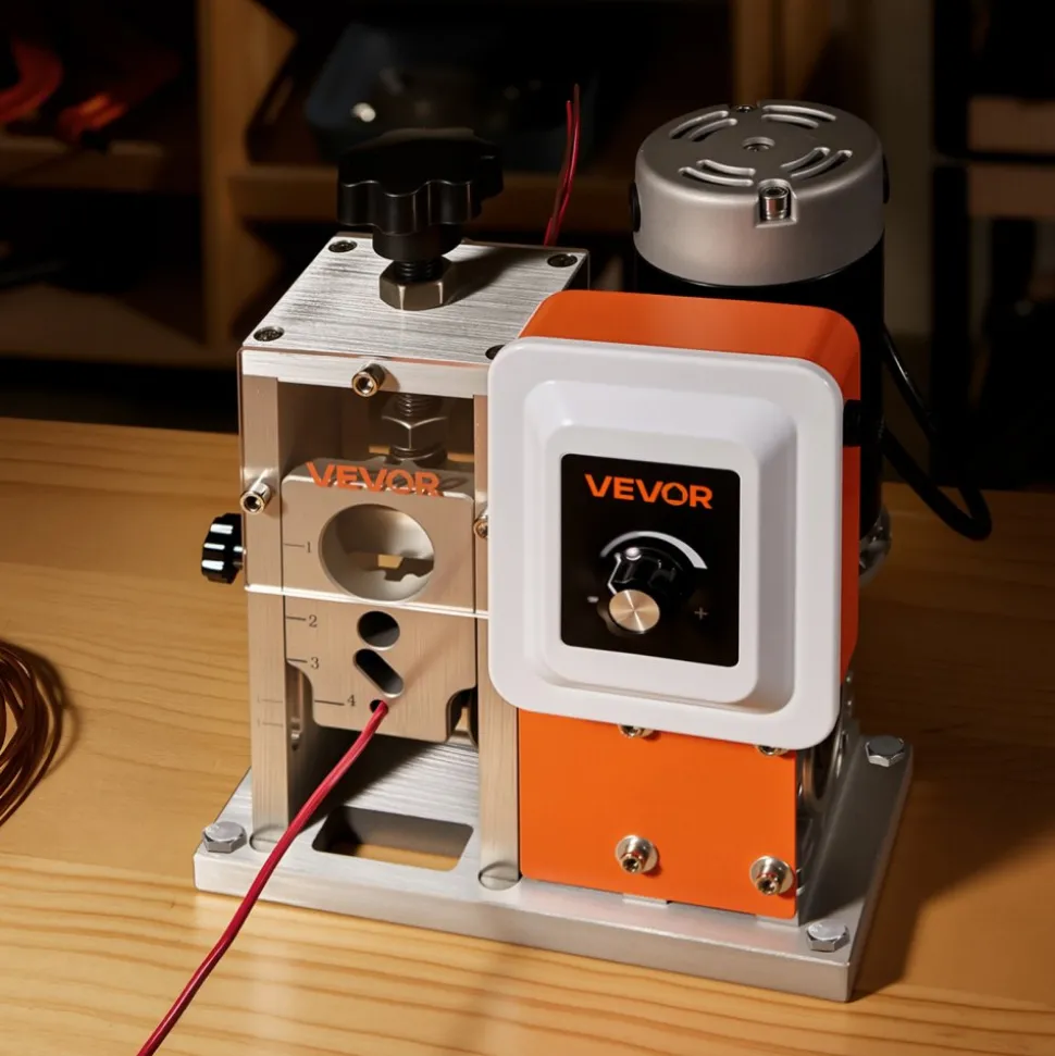VEVOR Electric Wire Stripping Machine, 0.06-1.57 in, 400W Automatic Motorized Cable Stripper, 9.84 IPS (15 m/min) Wire Peeler with Blades, V-Shaped Rollers, Cooling Fan, for Scrap Copper Recycling