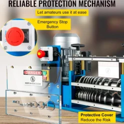 VEVOR Electric Wire Stripping Machine, 370W 0.06 inch -1.5 inch Automatic Motorized Cable Stripper with 75 ft/min Speed, 11 Channels 10 Blades Strip Machinery, Scrap Handling Tool for Recycling Copper