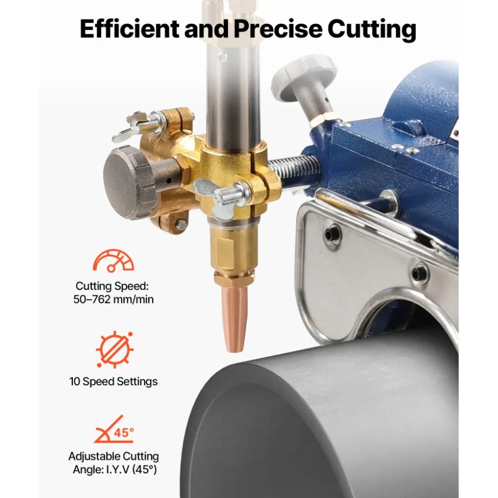 VEVOR Electromagnetic Gas Pipe Cutting Machine, 2"-30"/Min Automatic Pipe Beveler for 0.2"-4" Thick Tube, Features 3 Tips & Adjustable Angles, Torch Burner Beveler, Magnetic Gas Machine 110V CG2-11C