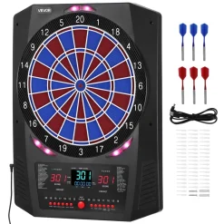 VEVOR Electronic Dart Board, 13.5" Target Dartboard with 45 Games & 474 Variations for Up to 8 Players, 6 Dart Shafts with Flights & 50 Soft Tips, Color LED Cricket Scoring Screen for Home Party Bar