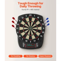 VEVOR Electronic Dart Board, 13.5" Target Dartboard with 43 Games & 200+ Variations for Up to 8 Players, 6 Dart Shafts with Flights & 50 Soft Tips, Color LCD Scoring Screen for Home Party Game Rooms