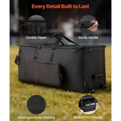 VEVOR Electronic Drum Kit Bag, 600D, Padded Drum Bag with Wheels, Large 36.2 x 16.5 x 16.1 in Interior, Lightweight Travel Case with Detachable Dividers, Multiple Pockets, for Electric Drums, Black