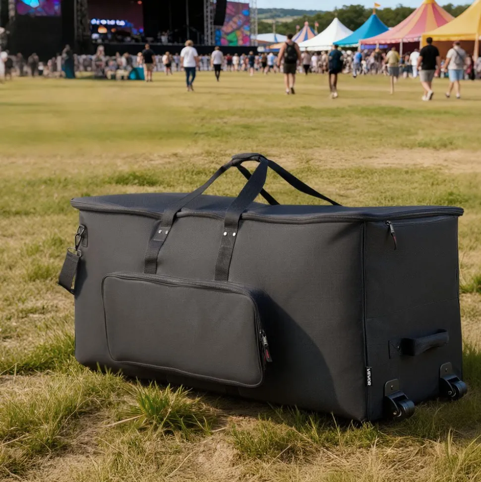 VEVOR Electronic Drum Kit Bag, 600D, Padded Drum Bag with Wheels, Large 36.2 x 16.5 x 16.1 in Interior, Lightweight Travel Case with Detachable Dividers, Multiple Pockets, for Electric Drums, Black