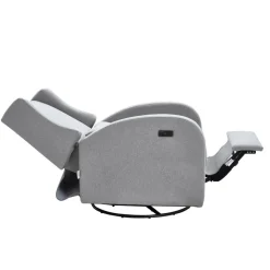 VEVOR Electronic Power Recliner and Swivel Glider, 250 lbs Weight Capacity Swivel Glider Recliner Chair with USB Port, Polyester Surface Swivel Rocker Recliner  for Living Room, Bedroom, Light Gray