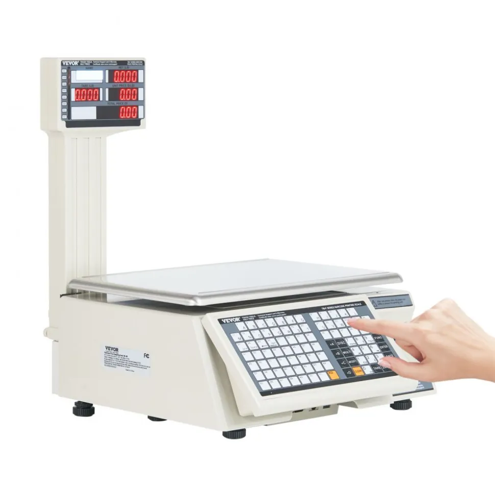 VEVOR Electronic Price Computing Scale, 66 LB Digital Deli Weight Scales, LCD & LED Digital Commercial Food Fruit Meat Produce Counting Weight, for Retail Store, Kitchen, Restaurant Market, and Farmer