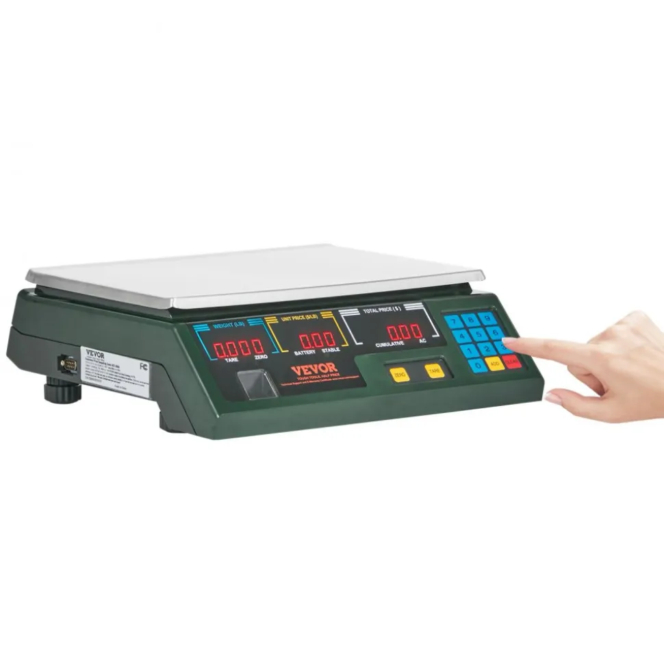 VEVOR Electronic Price Computing Scale, 66 LB Digital Deli Weight Scales, LED Digital Commercial Food Fruit Meat Produce Counting Weight, for Retail Outlet Store, Kitchen, Restaurant Market, Farmer
