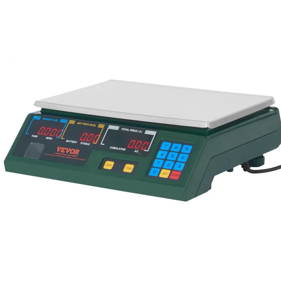 VEVOR Electronic Price Computing Scale, 66 LB Digital Deli Weight Scales, LED Digital Commercial Food Fruit Meat Produce Counting Weight, for Retail Outlet Store, Kitchen, Restaurant Market, Farmer