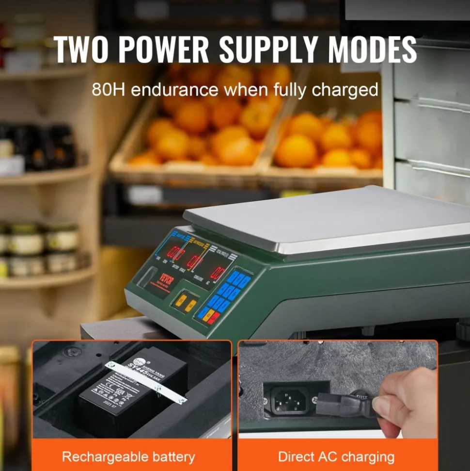 VEVOR Electronic Price Computing Scale, 66 LB Digital Deli Weight Scales, LED Digital Commercial Food Fruit Meat Produce Counting Weight, for Retail Outlet Store, Kitchen, Restaurant Market, Farmer