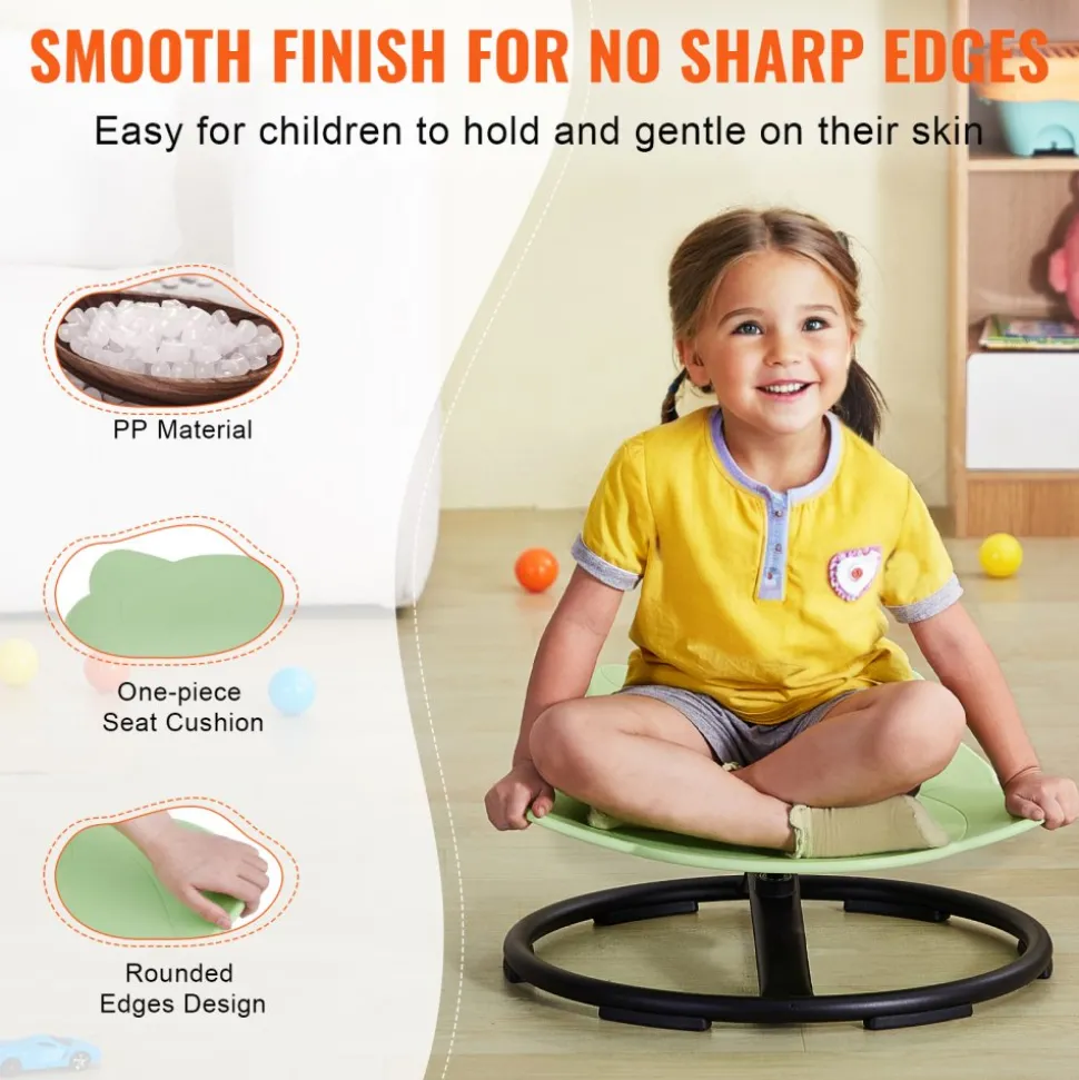 VEVOR Elephant Kids Swivel Chair, 220 LBS Capacity, 360° Spinning Chair, Autistic Kids Sensory Toy Chair with Non-Slip Metal Base, Toddler Sit and Spin Chair for Coordination Balance Focus Green