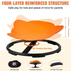 VEVOR Elephant Kids Swivel Chair, 220 LBS Capacity, 360° Spinning Chair, Autistic Kids Sensory Toy Chair with Non-Slip Metal Base, Toddler Sit and Spin Chair for Coordination Balance Focus Orange