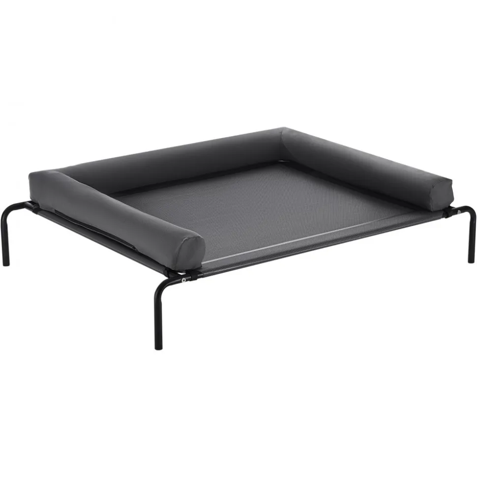 VEVOR Elevated Dog Bed for Large Dogs, Portable Raised Dog Cot with Washable Pillow, Indoor & Outdoor Pet Cooling Raised Hammock Bed with Steel Metal Frame and Breathable Teslin Mesh, XL, Gray