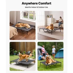 VEVOR Elevated Dog Bed for Large Dogs, Portable Raised Dog Cot with Aluminum Tube Metal Frame and Breathable Textilene Mesh, Indoor & Outdoor Pet Cooling Raised Hammock Bed, XL, Gray