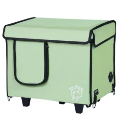 VEVOR Elevated Heated Cat House, Cuboid Kitty Shelter with Adjustable Temperature and Timer, 900D Oxford Cloth Foldable Cat Shelter with Heated Pad  for Winter to Stay Warm and Cozy, Green (Small)