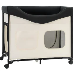 VEVOR Elevated Lounge Pet Bed, Foldable Bunk Dog Bed with 600D Oxford Cloth and Dutch Velvet, Portable Raised Cot with Wheels, Side Storage Bags, and Carry Bag for Cats & Dogs, L, Beige