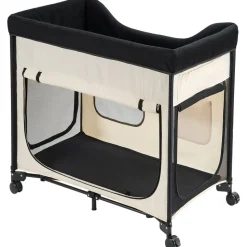 VEVOR Elevated Lounge Pet Bed, Foldable Bunk Dog Bed with 600D Oxford Cloth and Dutch Velvet, Portable Raised Cot with Wheels, Side Storage Bags, and Carry Bag for Cats & Dogs, L, Beige