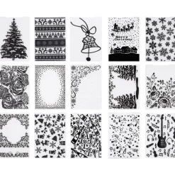 VEVOR Embossing Folders, 15 Pieces, 4.13 x 5.83 in, Background Embossed Plates for VEVOR Die Cutting and Embossing Machine, PP Plastic Embossed Stencil Template for Scrapbooking and Card Making