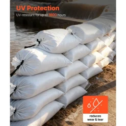 VEVOR Empty Sandbags, 200 Packs 16 x 26 in, Heavy Duty Sand Bags Sacks with Ties, 50lb Capacity Woven Polypropylene Sandbags, Tear-Resistant & UV-Resistant Sand Bags for Flood Protection Barrier