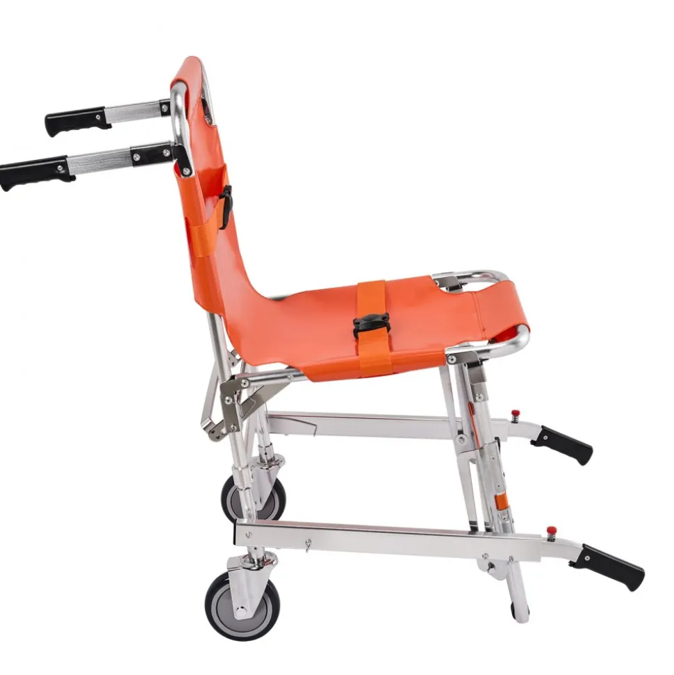 VEVOR EMS Stair Chair, 350 lbs Load Capacity, Foldable Aluminum Emergency Stair Climbing Wheelchair with 2 Wheels, Portable Stair Lift Chair Ambulance Firefighter Evacuation Use for Elderly, Disabled