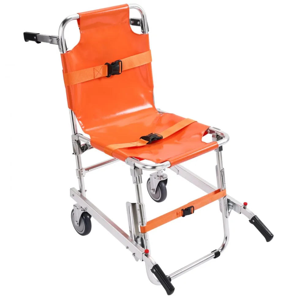 VEVOR EMS Stair Chair, 350 lbs Load Capacity, Foldable Aluminum Emergency Stair Climbing Wheelchair with 2 Wheels, Portable Stair Lift Chair Ambulance Firefighter Evacuation Use for Elderly, Disabled