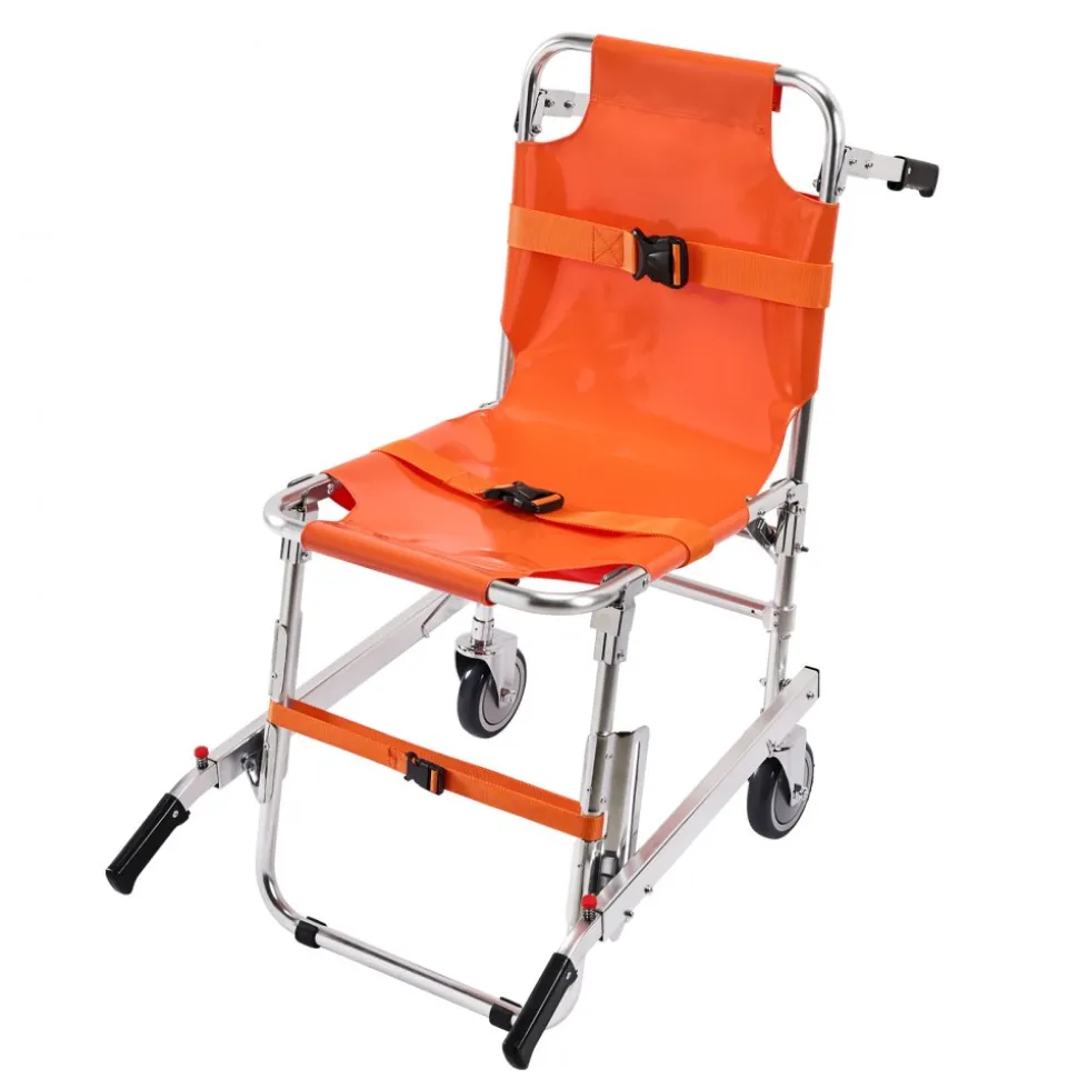 VEVOR EMS Stair Chair, 350 lbs Load Capacity, Foldable Aluminum Emergency Stair Climbing Wheelchair with 2 Wheels, Portable Stair Lift Chair Ambulance Firefighter Evacuation Use for Elderly, Disabled