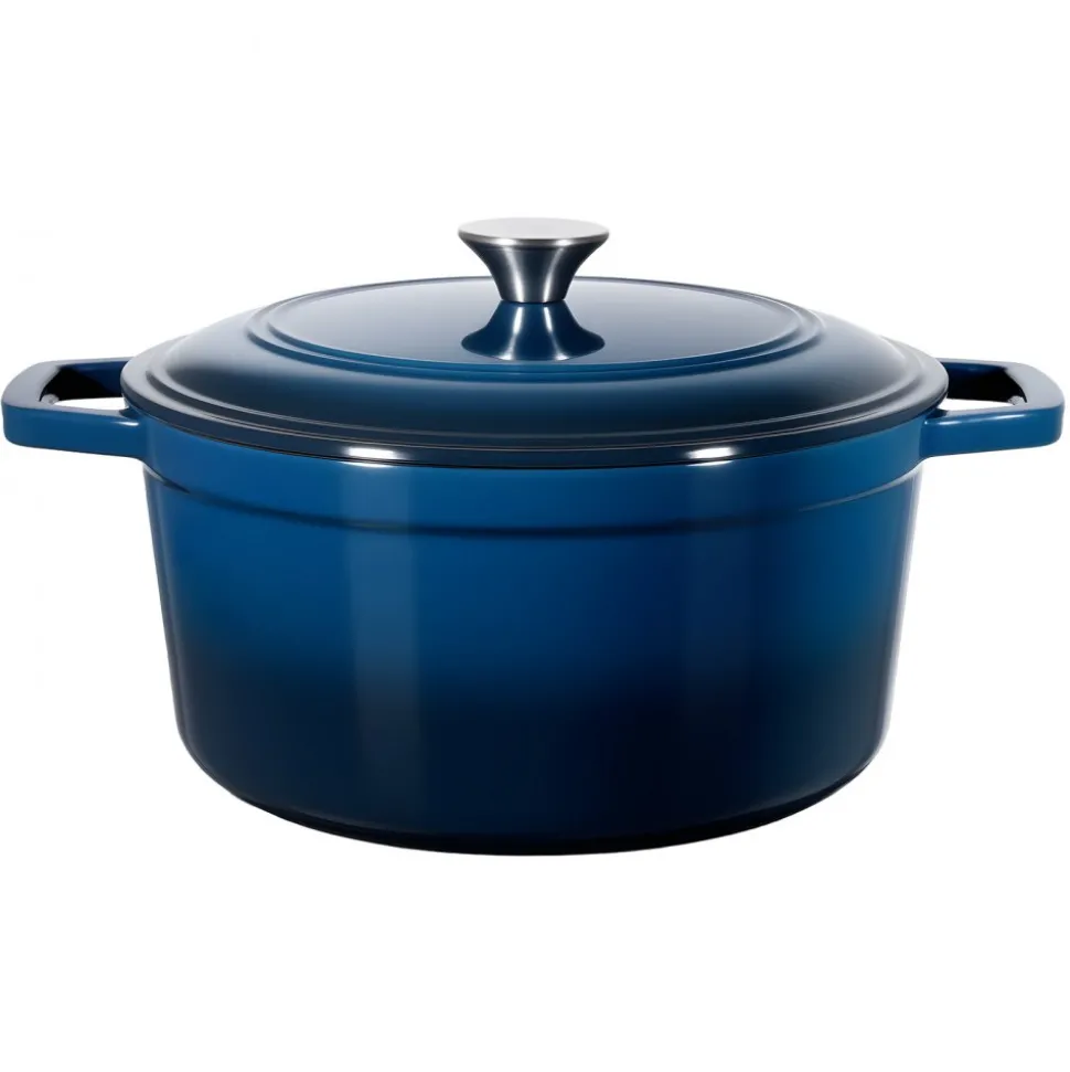 VEVOR Enameled Cast Iron Dutch Oven, 6 Quart Pot with Lid and Dual Handles, Heavy-Duty Durable Cookware Pan, Oven Induction Compatible up to 500℉, for Braising, Stews, Roasting, Bread Baking, Blue