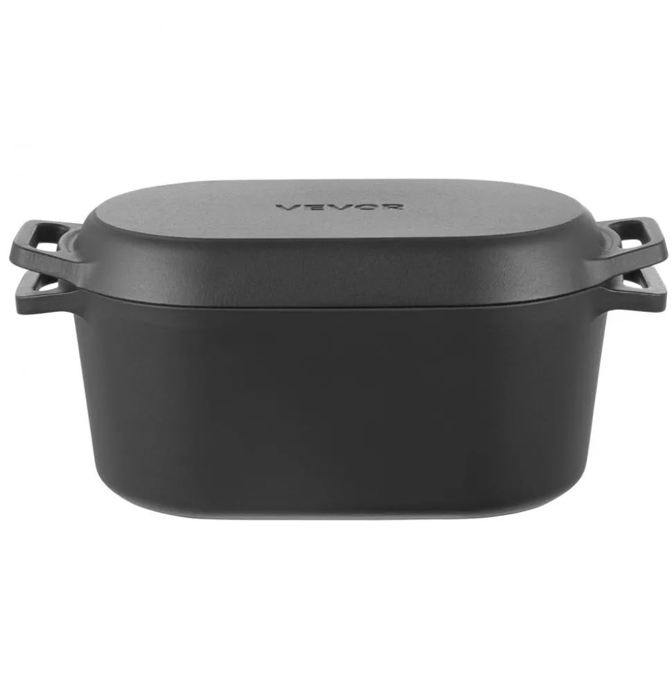 VEVOR Enameled Cast Iron Dutch Oven, 3.5 Quart Pot with Lid and Dual Handles, Heavy-Duty Durable Cookware Pan, Oven Induction Compatible up to 500℉, for Braising, Stews, Roasting, Bread Baking, Black