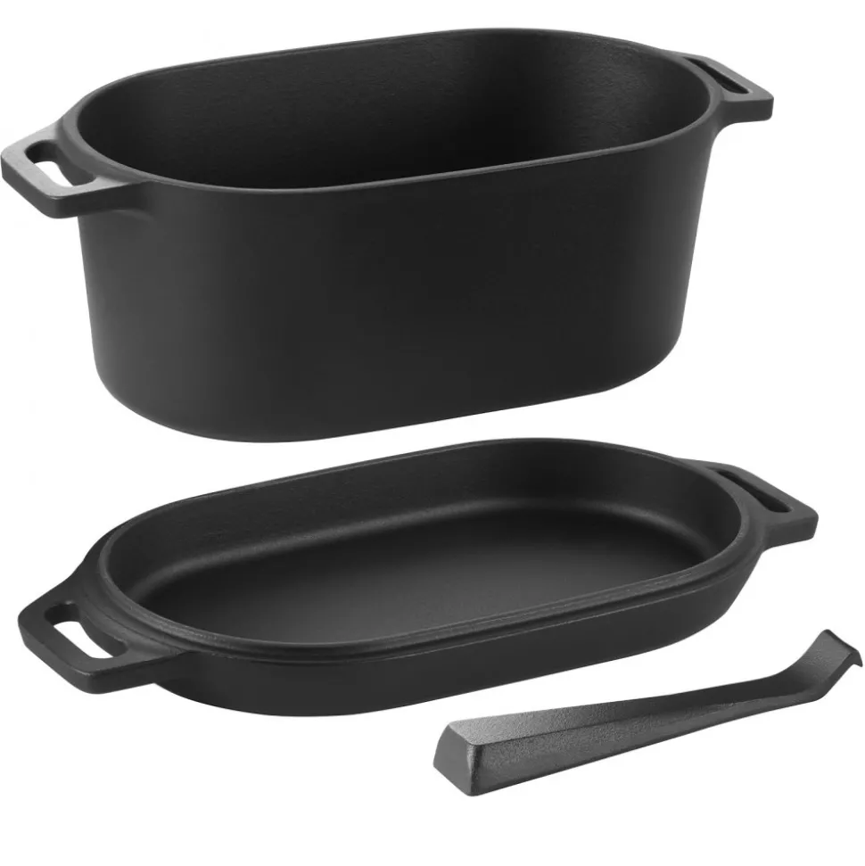 VEVOR Enameled Cast Iron Dutch Oven, 3.5 Quart Pot with Lid and Dual Handles, Heavy-Duty Durable Cookware Pan, Oven Induction Compatible up to 500℉, for Braising, Stews, Roasting, Bread Baking, Black
