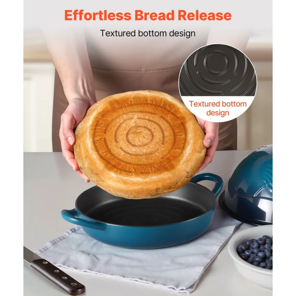 VEVOR Enameled Cast Iron Dutch Oven, 5 Quart Pot for Sourdough Bread Baking, Heavy-Duty Cookware Pan with Lid and Dual Handles, Oven Induction Compatible up to 500℉, for Cooking Roasting