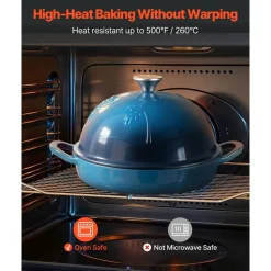 VEVOR Enameled Cast Iron Dutch Oven, 5 Quart Pot for Sourdough Bread Baking, Heavy-Duty Cookware Pan with Lid and Dual Handles, Oven Induction Compatible up to 500℉, for Cooking Roasting