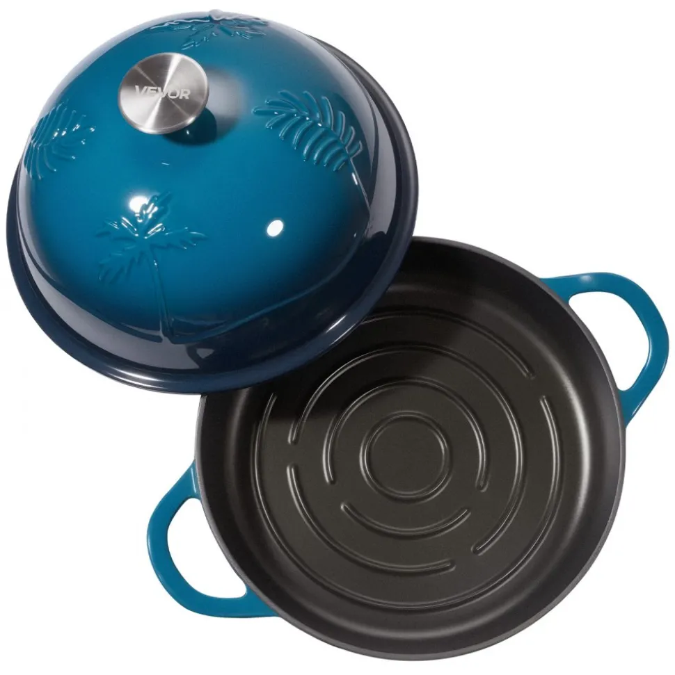 VEVOR Enameled Cast Iron Dutch Oven, 5 Quart Pot for Sourdough Bread Baking, Heavy-Duty Cookware Pan with Lid and Dual Handles, Oven Induction Compatible up to 500℉, for Cooking Roasting