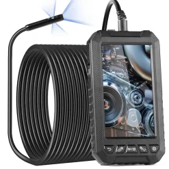 VEVOR Endoscope Camera with Light, Dual Lens Borescope with 49.2FT Semi-Rigid Cable, 4.3