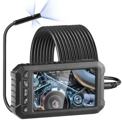 VEVOR Endoscope Camera with Light, Triple Lens Industrial Borescope, 5" Screen 1080P Inspection Camera, 8 + 2 Lights, IP67 Waterproof Snake Camera for Automotive, Plumbing (16.4FT Cable, 32GB Card)