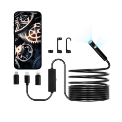 VEVOR Endoscope Camera with Light, Dual Lens Borescope for Android & IOS, 1920P HD Inspection Camera with 8 + 1 LED Light, 2X Zoom, 16.4FT Snake Cable, IP67 Waterproof Snake Camera for Auto, Plumbing