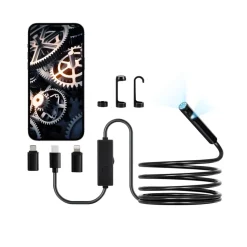 VEVOR Endoscope Camera with Light, Dual Lens Borescope for Android & IOS, 1920P HD Inspection Camera with 8 + 1 LED Lights, 2X Zoom, 10FT Snake Cable, IP67 Waterproof Snake Camera for Auto, Plumbing