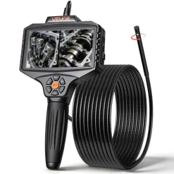 VEVOR Endoscope with Light, 360° View Coverage Industrial Borescope Inspection Camera with Rotating Probe, 1080P HD Rigid Snake Scope Cam for Wall Automotive Engine Inspect-16.4FT