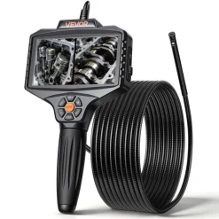 VEVOR Endoscope with Light, 360° View Coverage Industrial Borescope Inspection Camera with Rotating Probe, 1080P HD Rigid Snake Scope Cam for Wall Automotive Engine Inspect-16.4FT
