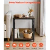 VEVOR End Table, 2-Tier Square Side Table with Open Storage Shelves, Modern Nightstand Bedside Desk with X-Design Metal Frame, Wood Sofa Coffee Desk for Living Room, Bedroom, Office, Dorm, Brown