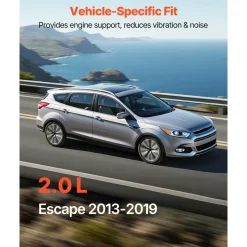 VEVOR Engine and Transmission Motor Mount Kit Replacement, Set of 3, Compatible with 2013–2019 Ford Escape 2.0L L4, Replace OE# A5612, A5631, A5520, Secure Support