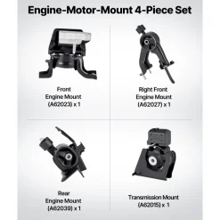VEVOR Engine and Transmission Motor Mount Kit Replacement, Set of 4, Compatible with 2009–2013 Toyota Corolla 1.8L L4, Replace OE# A62015, A62039, A62027, A62023, Secure Support