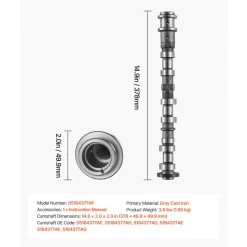 VEVOR Engine Camshaft, 05184377AF 05184377AH 5184377AD 5184377AE 5184377AF 5184377AG Cam Replacement, Work with 2011-2015 Jeep Grand Cherokee, 2011-2019 Dodge Journey, 3.6L V6
