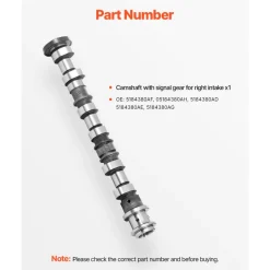 VEVOR Engine Camshaft, 5184380AF 05184380AH 5184380AD 5184380AE 5184380AG Cam Replacement, for 2011-2015 Jeep Grand Cherokee, 2011-2014 Dodge Avenger, 2013-2018 Ram 1500, 3.6L