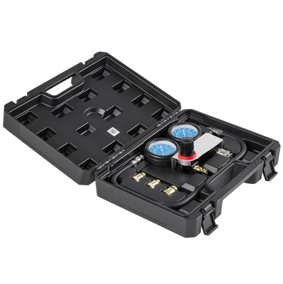 VEVOR Engine Cylinder Compression Tester Kit, Pressure Gauge Range of 0-100 PSI, Automotive Leak Down Tester Kit with 4 Adapters & Air Fittings, Pressure Check & Leakage Rate Test on Cars, Motorcycles
