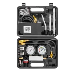 VEVOR Engine Cylinder Compression Tester Kit, Pressure Gauge Range of 0-100 PSI, Automotive Leak Down Tester Kit with 4 Adapters, 2 Metal Tubes, Pressure Check & Leakage Rate Test on Cars, Motorcycles