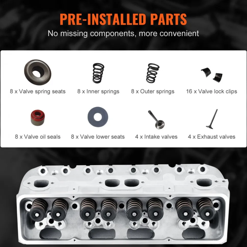 VEVOR Engine Cylinder Head Assembly Replacement, Aluminum Engine Cylinder Head Kit, Compatible with Small Block Chevrolet Engines, SBC 327/ 350/ 383, Corvette, Camaro, Z06