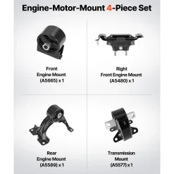 VEVOR Engine Motor Mount and Transmission Mount Kit Replacement, Set of 6, Compatible with 2003–2007 Honda Accord 2.4L L4, Replace OE# A4526HY, A4517, A4516, A4510, A4509, A4542, Secure Support