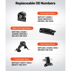 VEVOR Engine Motor Mount and Transmission Mount Kit Replacement, Set of 6, Compatible with 2003–2007 Honda Accord 2.4L L4, Replace OE# A4526HY, A4517, A4516, A4510, A4509, A4542, Secure Support