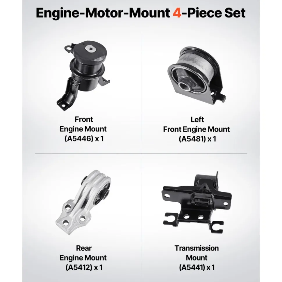 VEVOR Engine Motor Mount and Transmission Mount Kit Replacement, Set of 4, Compatible with 2009–2012 Ford Escape 2.5L L4, Replace OE# A5446, A5481, A5412, A5441, Secure Support