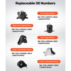 VEVOR Engine Motor Mount and Transmission Mount Kit Replacement, Set of 4, Compatible with 2011–2019 Dodge Journey 3.6L FWD, Replace OE# A5551, A5443, A5632, A5543, Secure Support